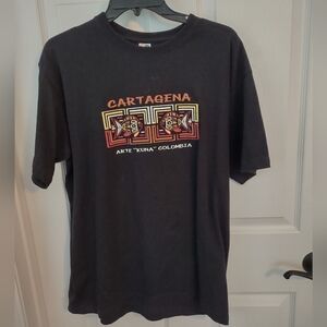 Cartagena Arte Kuna Colombia Size XL Black Short Sleeve T-Shirt Pura Calidad